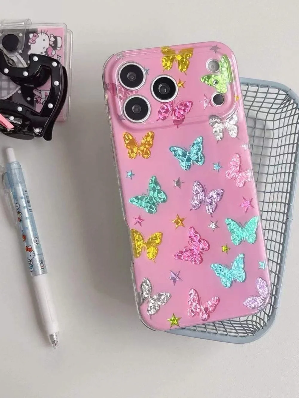 Pink Butterfly Glitter Phone Case
